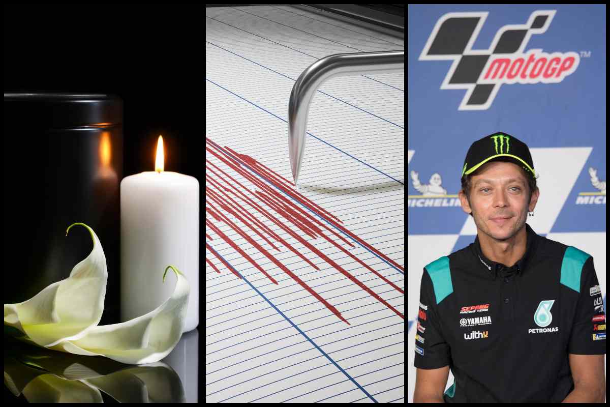 Lutto, terremoto, Valentino Rossi (AdobeStock e GettyImages)