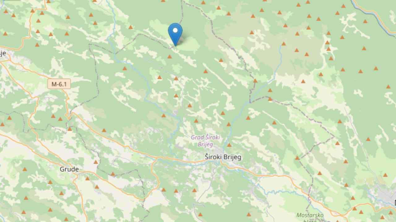 Mappa terremoto Bosnia ed Erzegovina